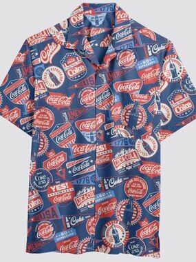 NEW Men's Coca-Cola Americana Button-Down Short Sleeve Small Button Down Shirt